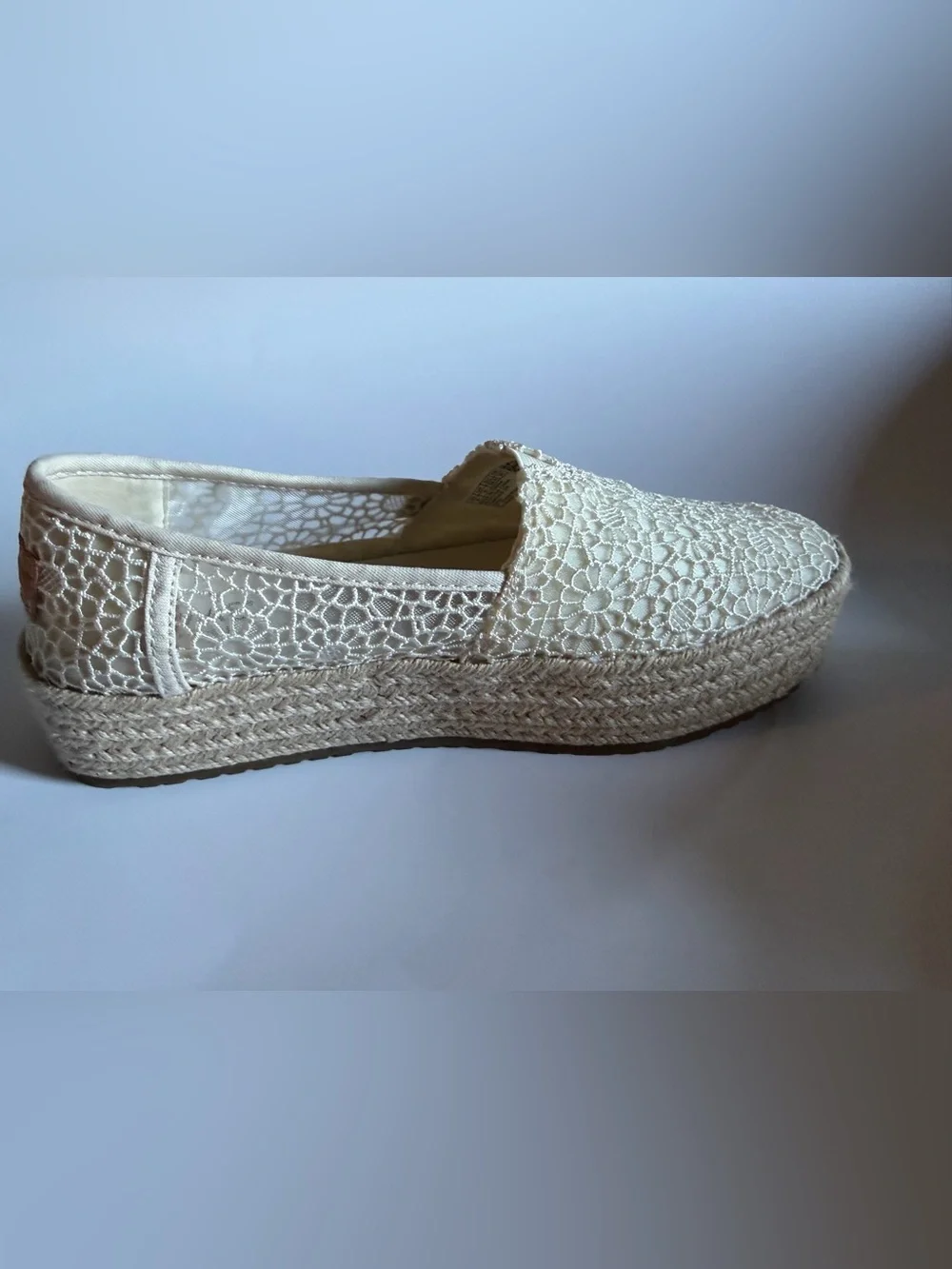 TOMS Women's Valencia Canvas Platform Espadrilles, Natural Moroccan Crochet 8